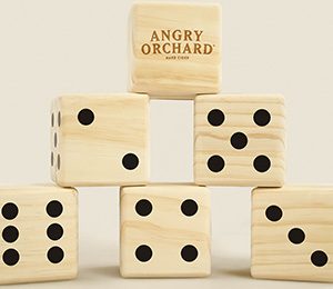 angry orchard giant wood dice stacked
