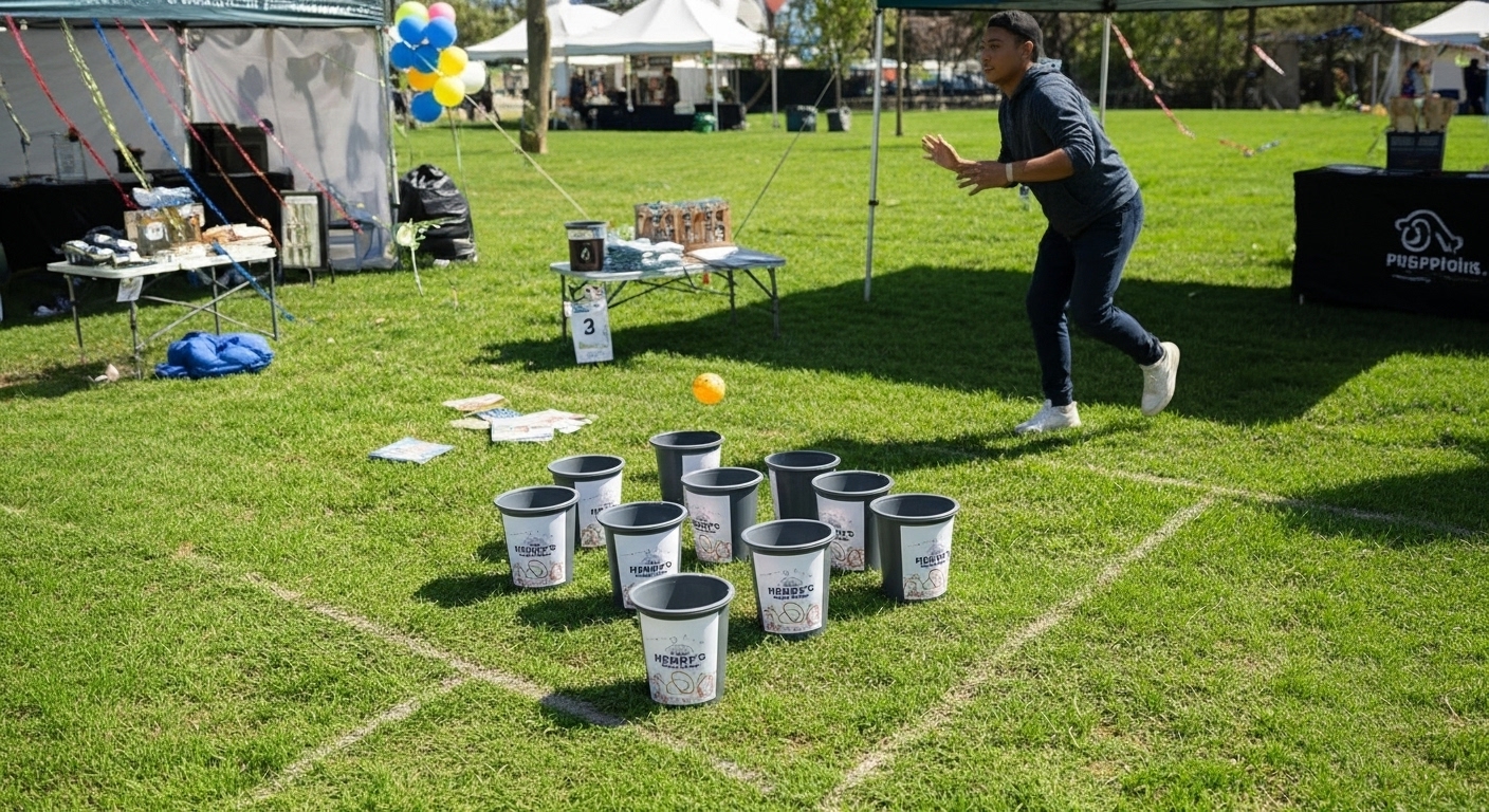Lawn Pong promotional prize bucket toss