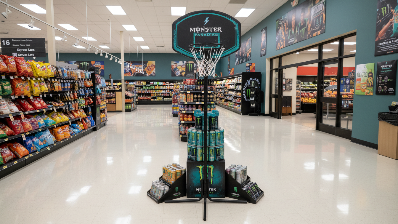 Monster Branded Basketball Hoop In-Store Activation